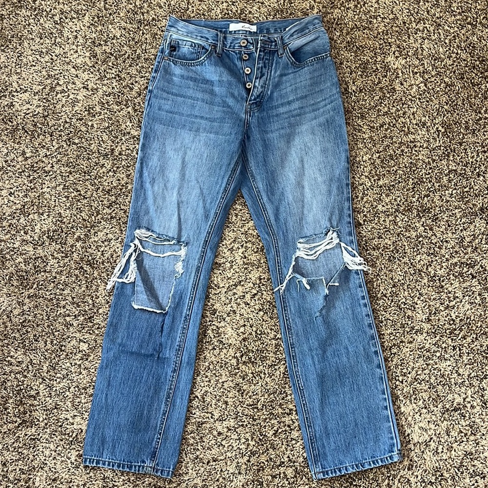 KanCan Distressed Straight Leg Jeans